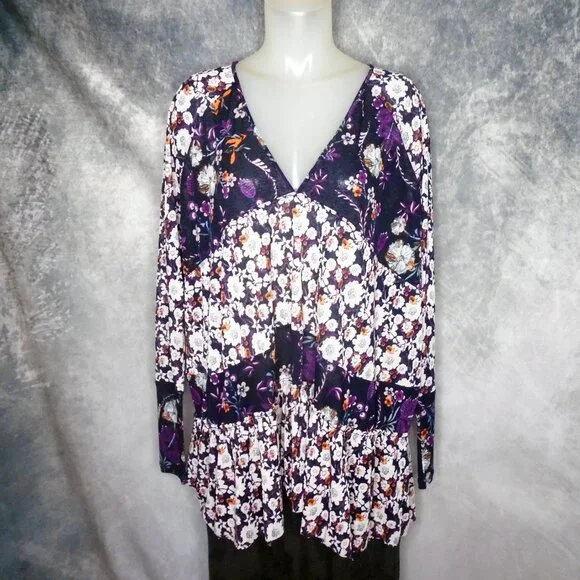 Free People Isabelle Tunic Swing Top Oversized Boho with Fabulous Sleeves - Picture 5 of 13